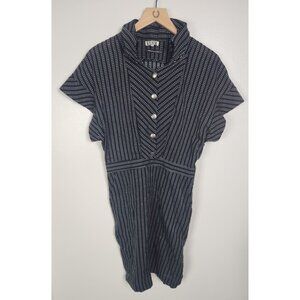 Roanik Women's Sz. 10 Black & White Dot Print Short Sleeve Button Up Dress